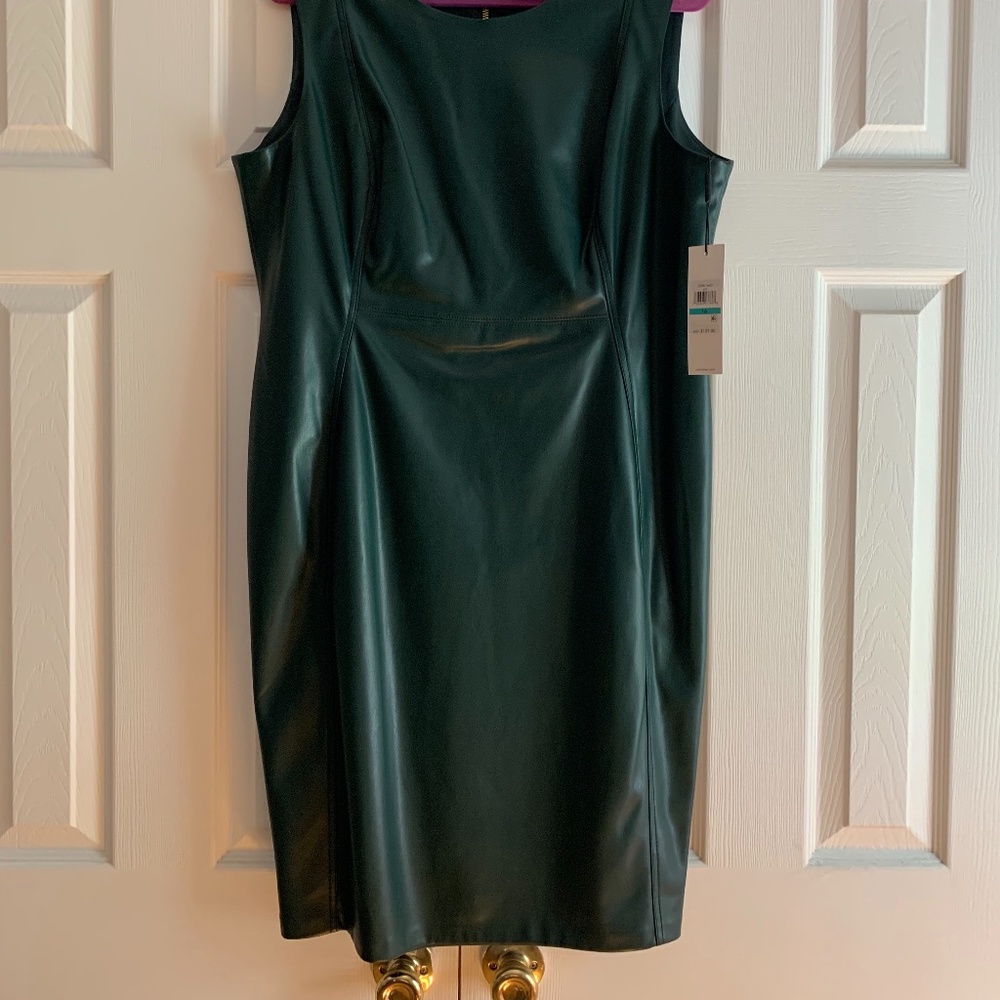 Calvin Klein forest green Leather dress